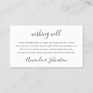 Wishing Well For Wedding Sterling Gift Money White Business Card