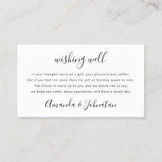 Wishing Well For Wedding Sterling Gift Money White Business Card