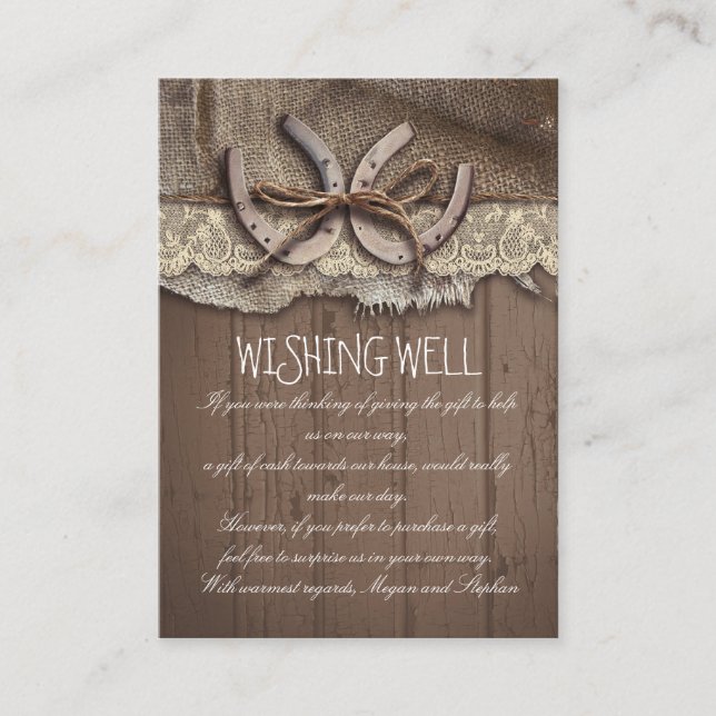 Wishing Well Horseshoes Rustic Cards (Front)