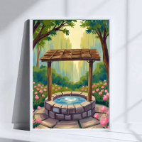 Wishing Well Magical Floral Forest Art