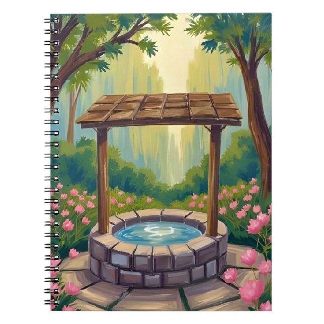 Wishing Well Magical Floral Forest Notebook (Front)
