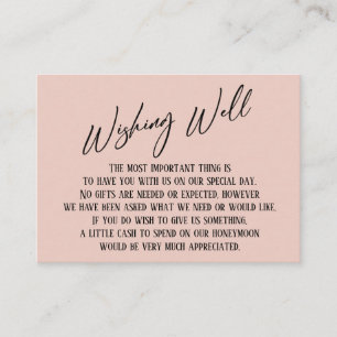 Wishing Well Modern Handwriting Simple Blush Pink Enclosure Card