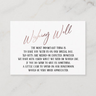 Wishing Well Modern Rose Gold Handwriting Enclosure Card