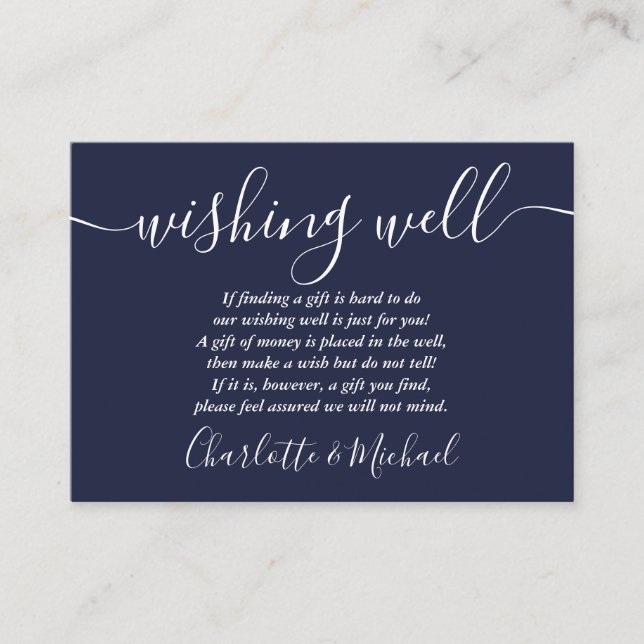 Wishing Well Navy Blue Anchor Nautical Wedding Enclosure Card (Front)