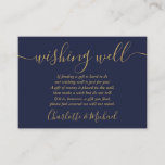 Wishing Well Script Navy Blue And Gold Wedding Enclosure Card<br><div class="desc">This elegant navy blue and gold wedding wishing well enclosure card can be personalized with your special message and names! Designed by Thisisnotme©</div>