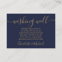 Wishing Well Script Navy Blue And Gold Wedding