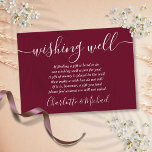 Wishing Well Signature Script Burgundy Wedding Enclosure Card<br><div class="desc">This elegant burgundy wedding wishing well enclosure card can be personalised with your special message and names! Designed by Thisisnotme©</div>