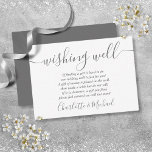 Wishing Well Signature Script Gray White Wedding Enclosure Card<br><div class="desc">This elegant gray and white wedding wishing well enclosure card can be personalized with your special message and names! Designed by Thisisnotme©</div>