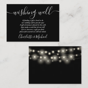 Wishing Well String Lights Black And White Wedding Enclosure Card