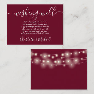 Wishing Well String Lights Burgundy Wedding Enclosure Card