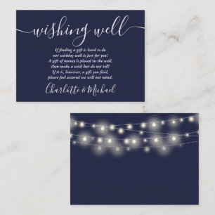 Wishing Well String Lights Navy Blue Wedding Enclosure Card