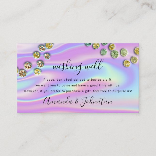 Wishing Well Wedding Sterling Gift Holographic Business Card (Front)