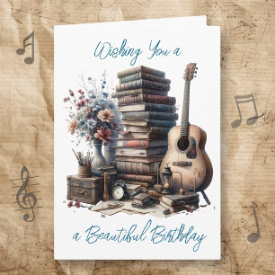 Wishing You a Beautiful Birthday   Books and Music Card