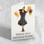 Wishing you a Bewitching Birthday Halloween Witch Card<br><div class="desc">This design may be personalised by choosing the Edit Design option. You may also transfer onto other items. Contact me at colorflowcreations@gmail.com or use the chat option at the top of the page if you wish to have this design on another product or need assistance. See more of my designs...</div>