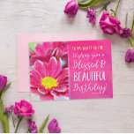 Wishing you a Blessed & Beautiful Birthday Card<br><div class="desc">Say happy birthday to your friend with this unique card featuring the message, "To my SWEET FRIEND: Wishing you a Blessed & BEAUTIFUL Birthday" Design appears with beautiful pink and yellow flower on left and watercolor texture on right as well as flower, butterfly, and heart accents. Inside top has a...</div>