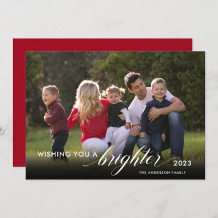 Wishing You a Brighter 2021 Photo Red New Years Holiday Card