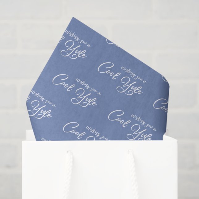 Wishing You A Cool Yule Blue White Holiday Pattern Tissue Paper (Gift Bag)