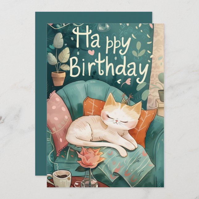 Wishing You a Day Filled With PURRTH-day Love (Front/Back)