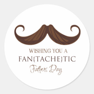 Wishing you a fan[tache]tic Father's Day Classic Round Sticker