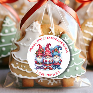 Wishing you a Festive Christmas   Holiday Gnomes Classic Round Sticker