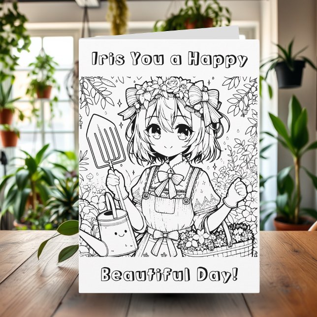 Wishing You a Happy Beautiful Day | Colouring Page Card (Creator Uploaded)