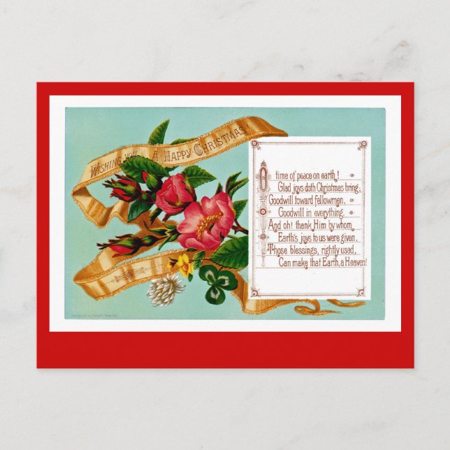 Wishing You a Happy Christmas Holiday Postcard (Front)