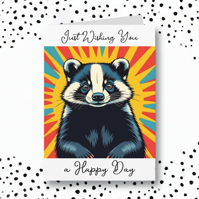 Wishing You a Happy Day | Cute Badger Card (Creator Uploaded)