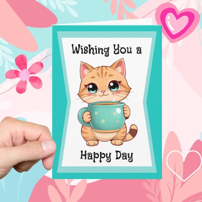Wishing You a Happy Day | Cute Cat Friendship Card (Creator Uploaded)