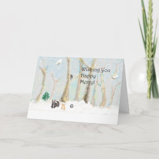 Wishing you a Happy Merry! Holiday greeting card. Card