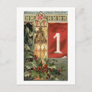 Wishing You a Happy New YearBell Scene Holiday Postcard