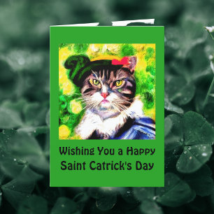 Wishing You a Happy Saint Catrick's Day Funny Cat Holiday Card