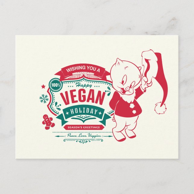 Wishing You A Happy Vegan Holiday Postcard (Front)