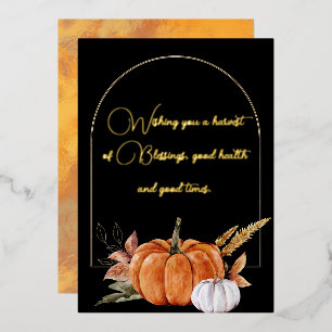 Wishing You a Harvest Quote Orange White Pumpkins