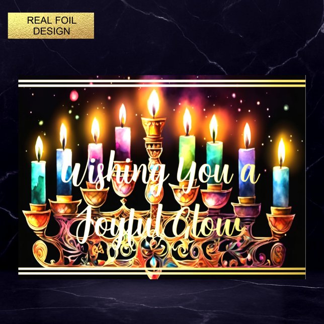 Wishing You a Joyful Glow Menorah Watercolor (Creator Uploaded)