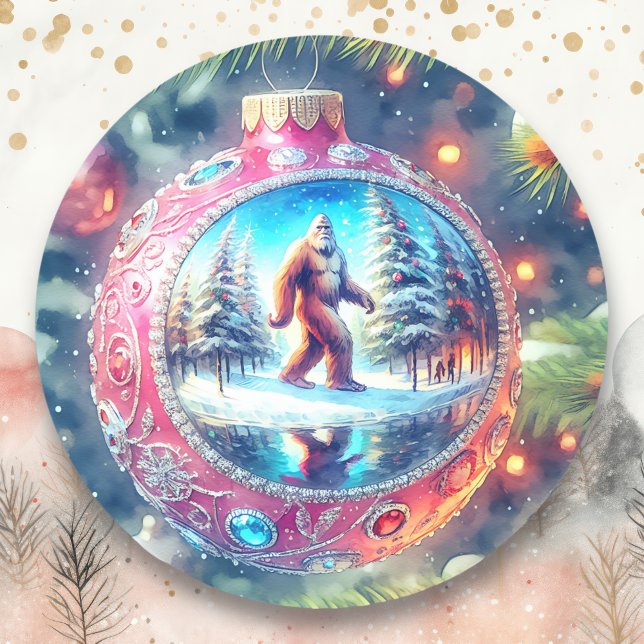 Wishing you a Legendary Christmas Bigfoot Classic Round Sticker (Creator Uploaded)
