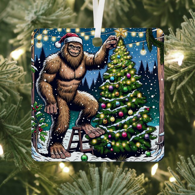 Wishing you a Legendary Christmas Funny Bigfoot Metal Tree Decoration (Insitu)