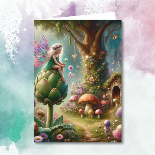 Wishing You a Magical Day Fairy on Artichoke Card
