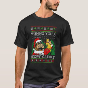 Wishing You A Meowy Catmas Ugly Christmas Santa A T-Shirt