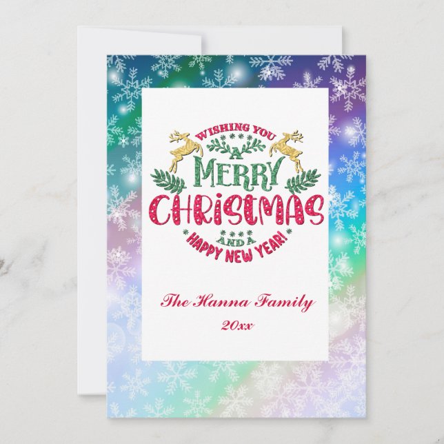 Wishing You a Merry Christmas & a Happy New Year Holiday Card (Front)