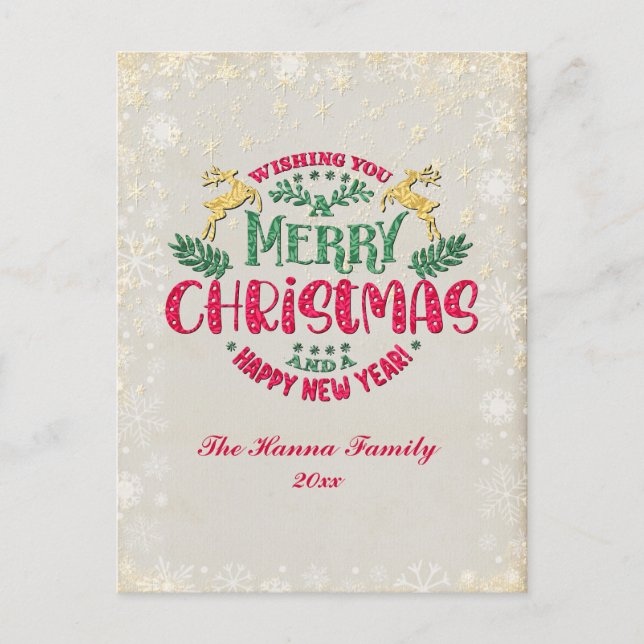Wishing You a Merry Christmas & a Happy New Year Postcard (Front)