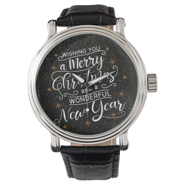 Wishing You A Merry Christmas Holiday Greetings Watch (Front)