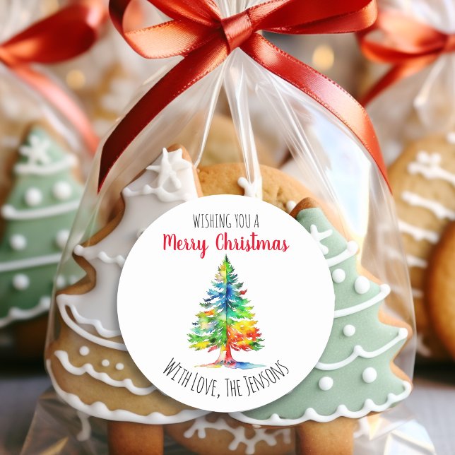 Wishing You a Merry Christmas Personalised Classic Round Sticker (Creator Uploaded)