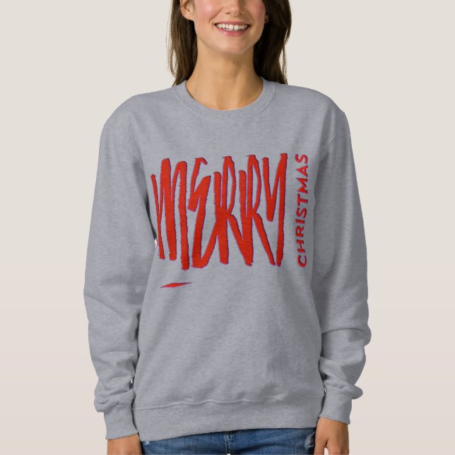 Wishing You A Merry Christmas Red Elegant Modern  Sweatshirt (Front)