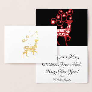 Wishing you a Merry Christmas Reindeer Foil Card