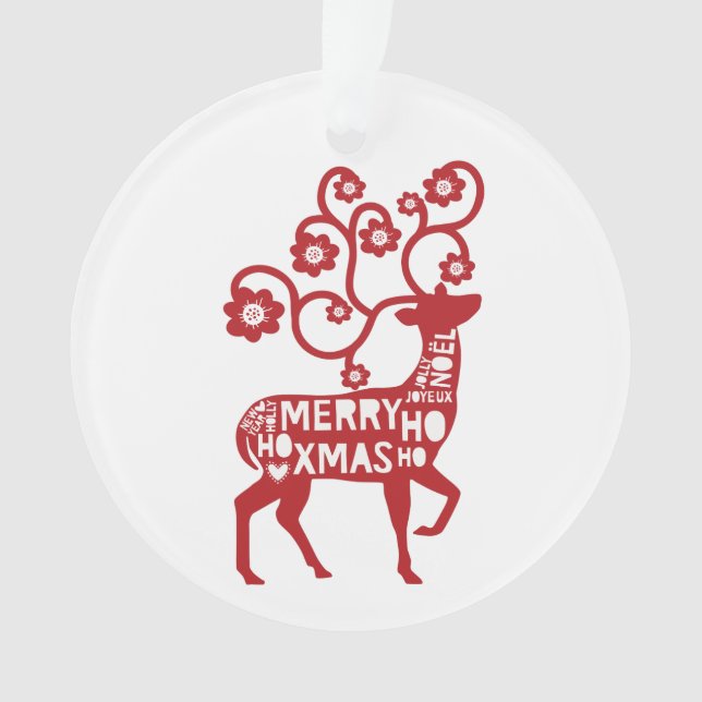 Wishing you a Merry Christmas Reindeer Ornament (Front)