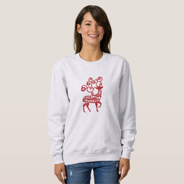 Wishing you a Merry Christmas Reindeer Sweatshirt (Front Full)