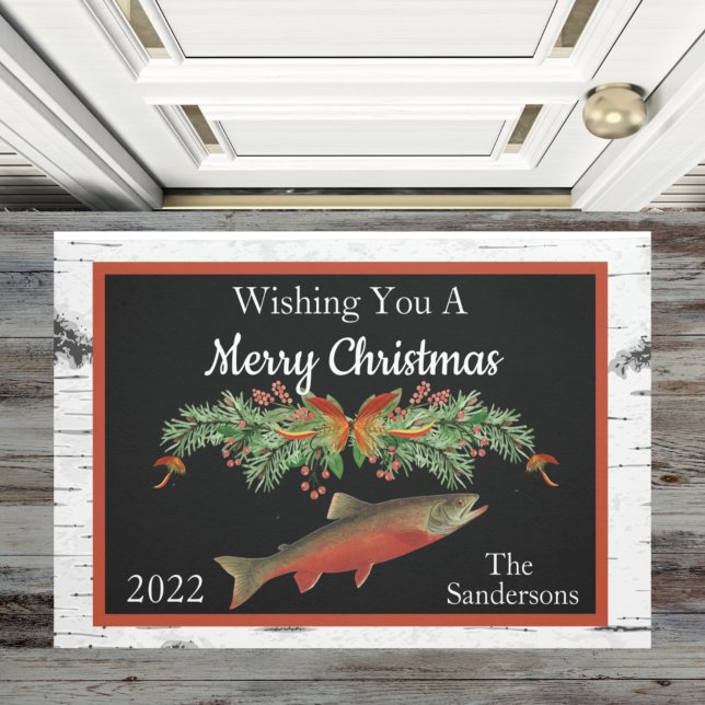 Wishing You a Merry Christmas Trout Fishing  Doormat (Creator Uploaded)