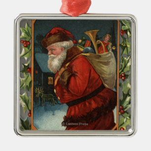 Wishing You a Merry ChristmasSanta Marching Metal Tree Decoration