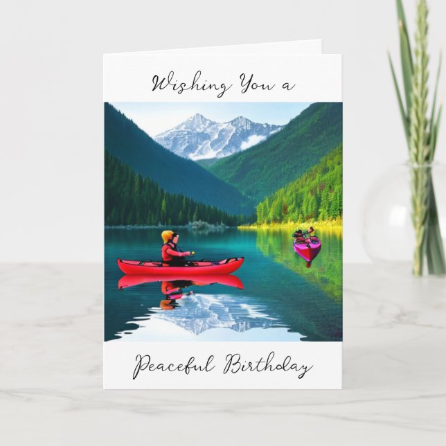 Wishing You a Peaceful Birthday | Kayaking Theme Card (Front)