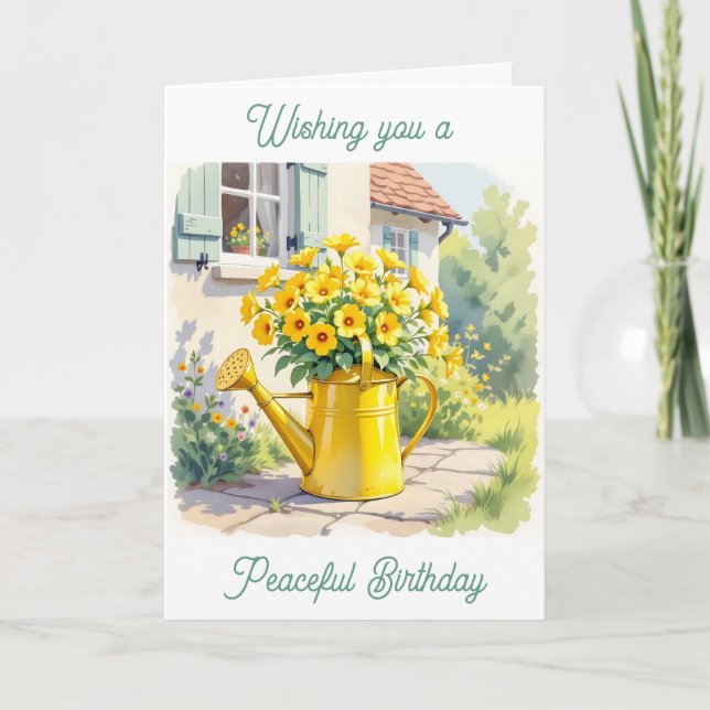 Wishing you a Peaceful Birthday | Yellow Flowers Card (Front)